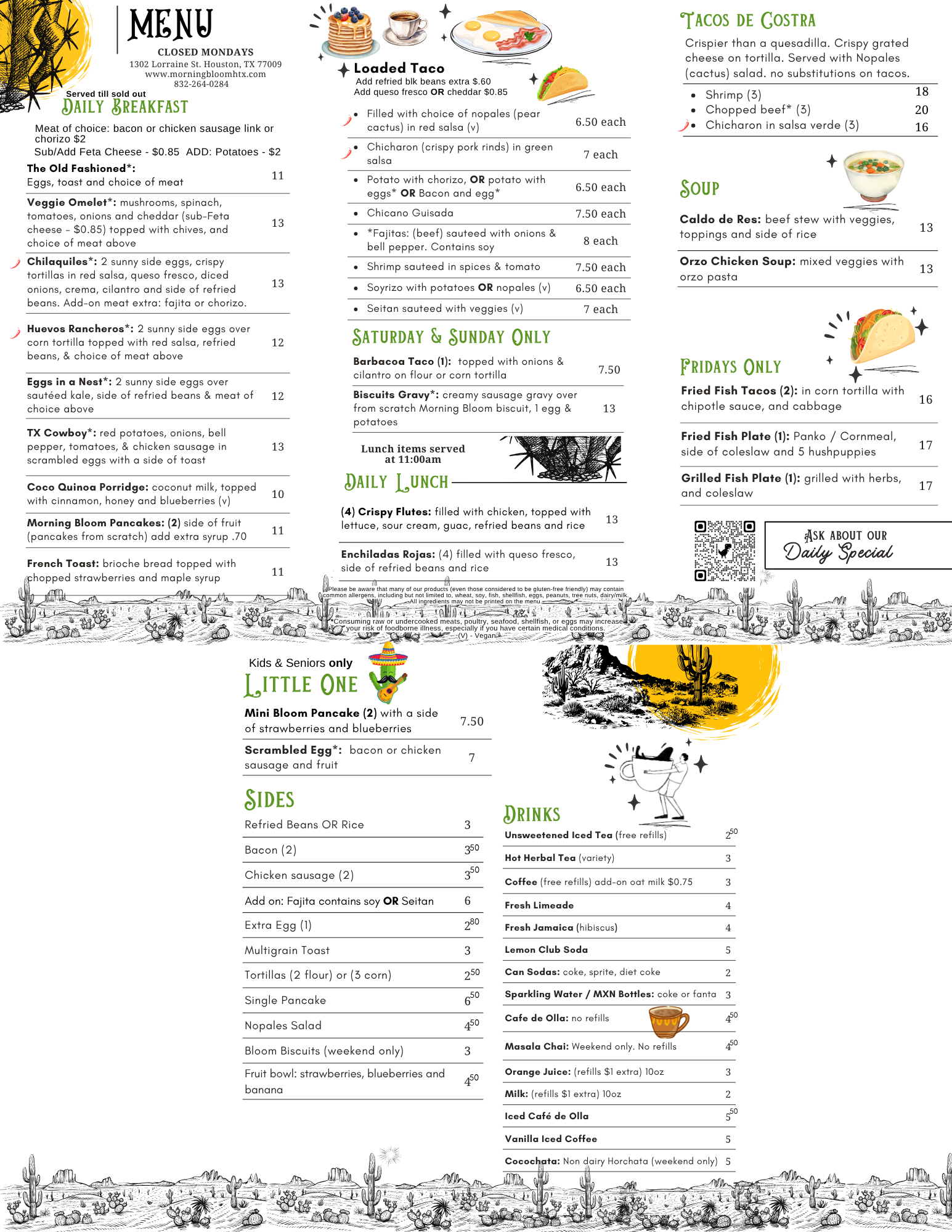 BREAKFAST, LUNCH, BRUCH, KIDS, MEXICAN, INDIAN, VEGETARIAN